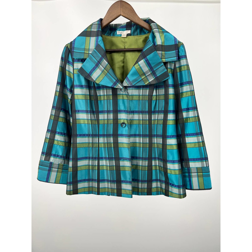 Puli Plaid Blazer Jacket Button Front Lined Women's Size 10